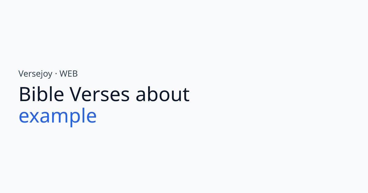 Bible Verses About Example | Versejoy