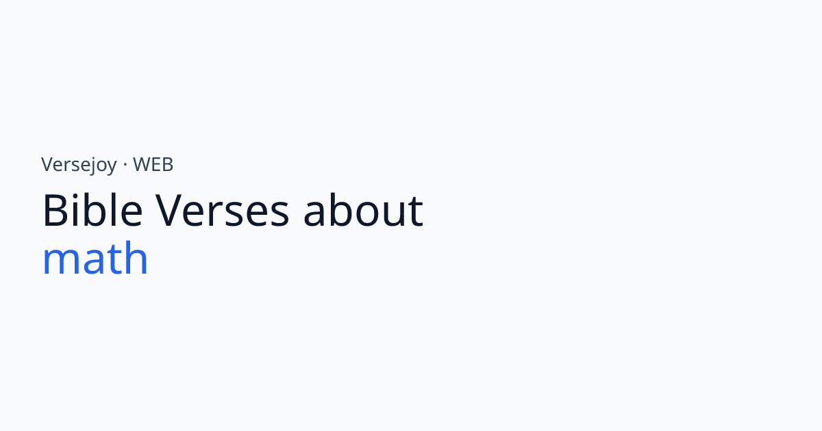 Bible Verses About Math | Versejoy