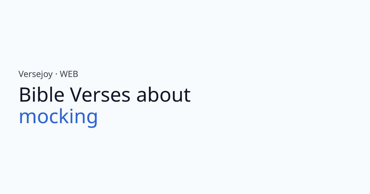 Bible Verses About Mocking | Versejoy