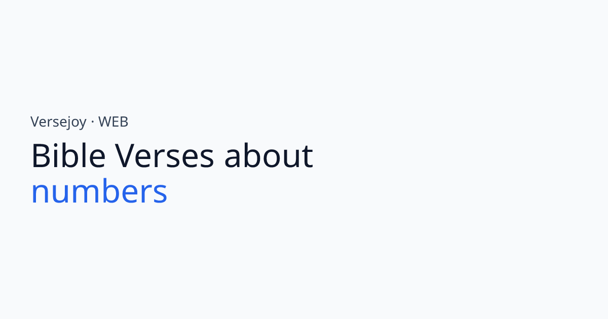 Bible Verses About Numbers | Versejoy