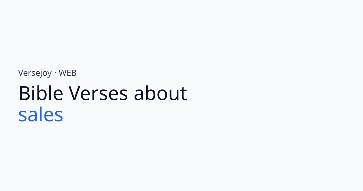 Bible Verses About Sales | Versejoy